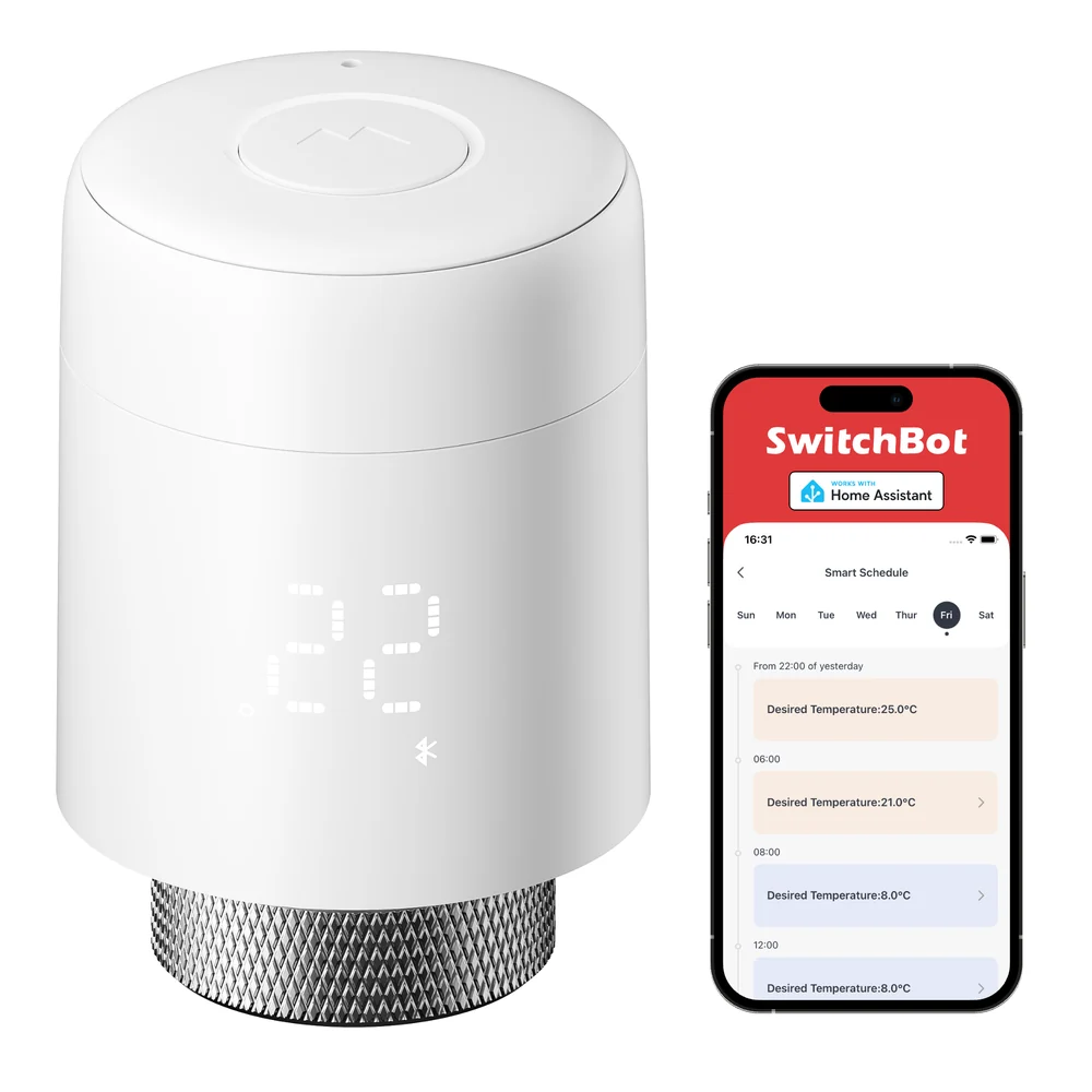 SwitchBot Termostato de Radiador (Bluetooth) · y kit con Hub Mini Matter